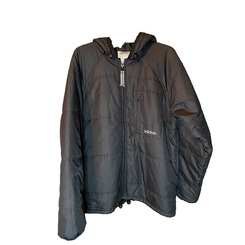 Adidas Men's Down Puffer Jacket Coat Hood  Black‎ Small mid-weight